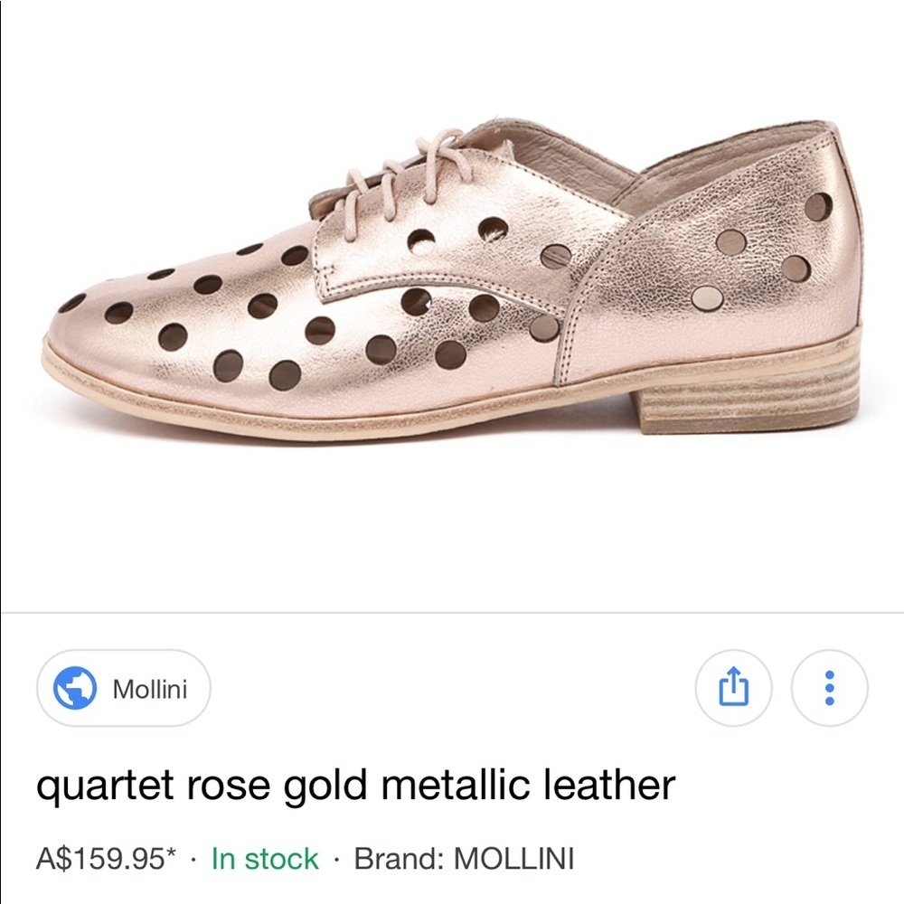 MOLLINI Quartet Rose Gold Metallic Leather Shoes